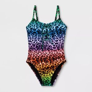 Adult Leopard Print One Piece Swimsuit Size Medium
